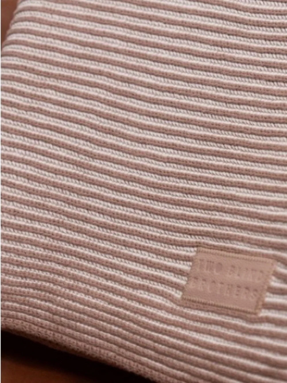 Soft Ribbed Throw Blanket in Soft Tan and Cream Cotton